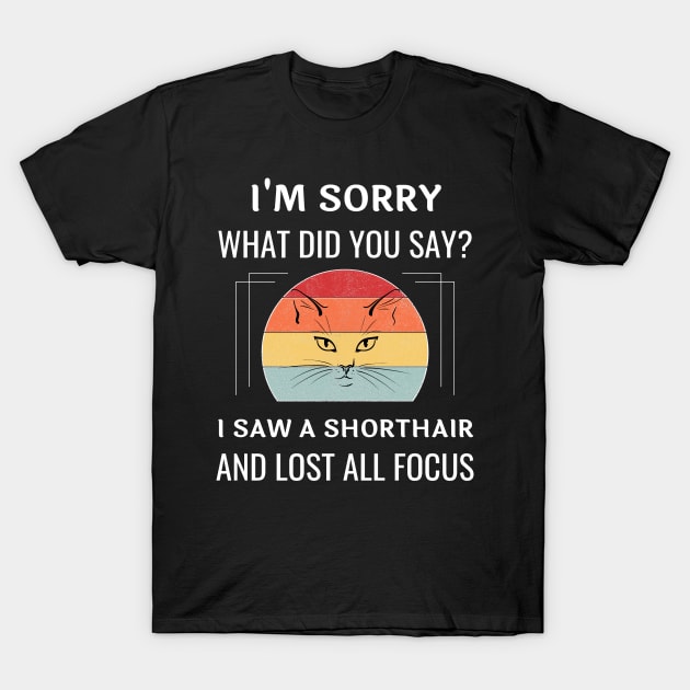 Funny Shorthair Cat I'm Sorry What Did You Say I Saw A Shorthair And Lost All Focus T-Shirt by egcreations